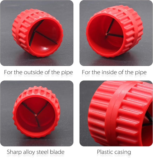 2 Pcs Inner-Outer Reamer Pipe and Tube Deburring Reamer for 3/16" to 1-1/2" Tubes (Red)