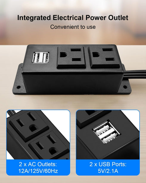 2Pcs 12A 125V Home Safe Power Outlet Kit, Upgrade Waterproof Terminal Protection Electrical Outlet, Drawer Receptacle