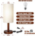 Bulb Wood2) LALISU Small Table Lamp Nightstand Lamp Linen Lampshade Bedroom Wood Base Small Bedside Lamp for Night