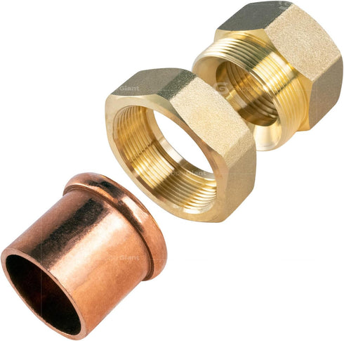 Everflow DDGV0001 1" No Lead Copper Union Fitting, Sweat to Female Threaded Connects