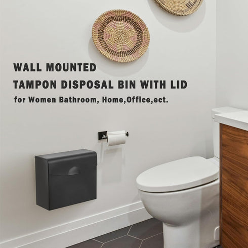 Bag,9.4x7.8x3.5 inches Sanitary Napkin Disposal Receptacle with Hygiene Disposal Bags and Trash Stainless Steel Wall