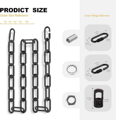 Arncmiv Golden,24 inch) Pendant Light Fixture Chain,Heavy Duty Chain for Light Fixture,Black Ceiling Light Fixture