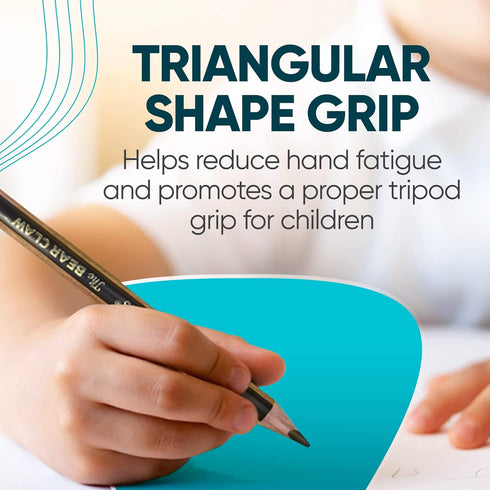 KOALA TOOLS Bear Claw Pencils 1-Pack (6 Pencils) - Thick, Triangular Grip, Graphite, 2B Lead with Eraser