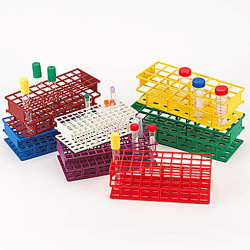 Globe Scientific Tube Rack, Nylon, Full Size, Wireless, 30mm Tube Diameter, 24-Place, Blue, 456840B