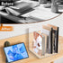 Werhoo 3 Acrylic Desk Organizer,Clear Magazine File Holder with Vertical Compartments, Scratch-Resistant Pads, Book