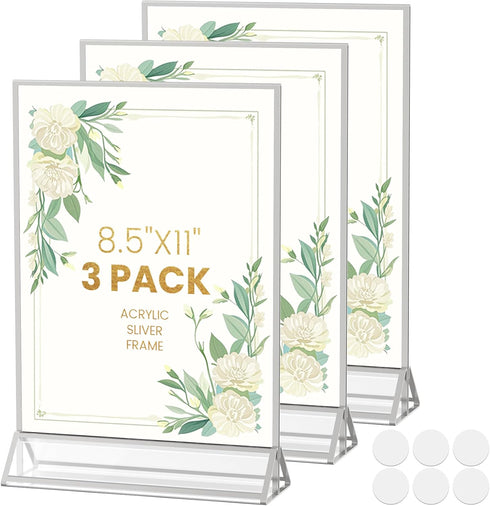 8.5X11 Sliver Frames Double-Sided Acrylic Sign Holder Sliver Picture Frames Flyer Holder