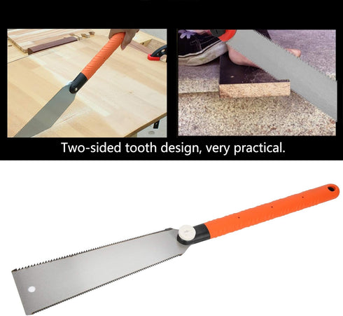 Japanese Hand Saw, 10 Inch Double Edge Pull Saw with Long Handle, Practical Tool for Woodworking