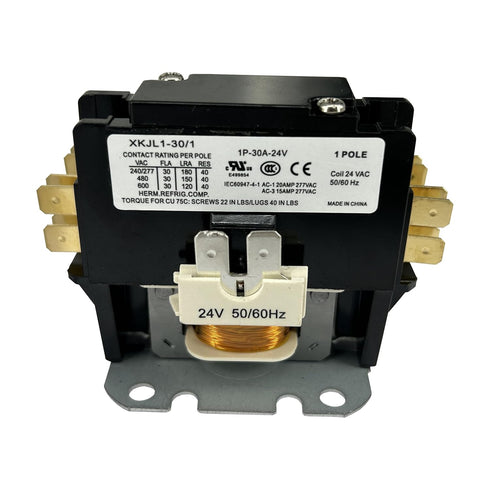 HVAC Motor Contactor 1 Pole FLA 30 Amp Coil 24VAC for Air Conditioner Replacement Relays