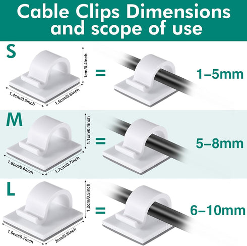 Namalu 120 Pieces Cable Clips Self Adhesive Wire Light Clips Cable Organizer Cable Wire Management Holder for Home