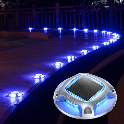 1 Pack, 2 AGPTEK Solar Driveway Lights Outdoor Color Modes LED Deck Dock Marine Waterproof Security Marker Lights
