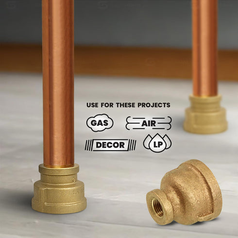 Supply Giant CSSD0340 3/4'' x 1/4' Reducing Coupling with Female National Pipe Taper Threaded Ends, Brass Construction