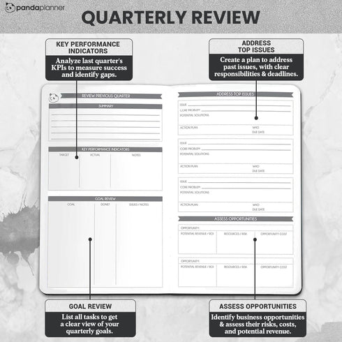 Panda Planner Undated Daily Planner - 90 Day Organization for Entrepreneurs - Set Goals - Bonus Weekly & Monthly Agenda