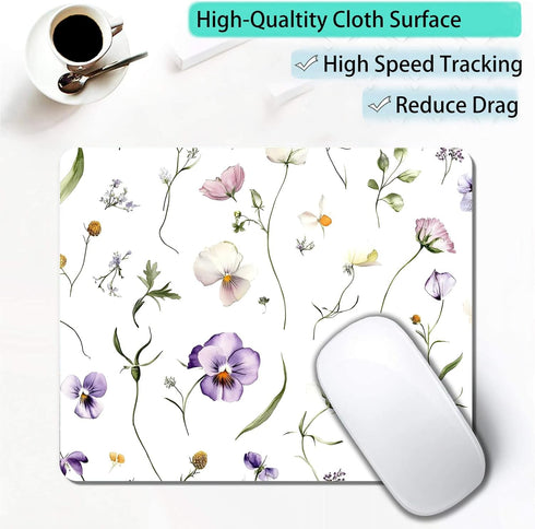 IMAYONDIA 9.5" 7.9" Computer Mouse Pads for Desk, Sage Green Floral Mouse Pad Small Square Computer Mousepad, x