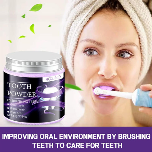 (1) Purple Teeth Whitening Powder,Mint Fresh Breath,Stain Removal,Fluoride Free Dental Care for Sensitive Teeth & Long