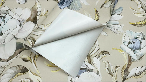 HAOKHOME 94030-2 Vintage Damask Wallpaper Peel and Stick Tan/Cream/Blue for Bedroom Contact Paper