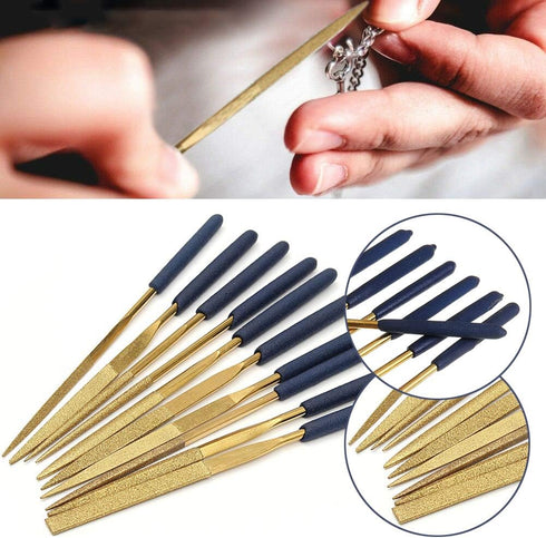 YAKAMOZ 10Pcs Titanium Diamond File Set, Fine Round Needle Files for Metal Wood Stone Glass Jewelry