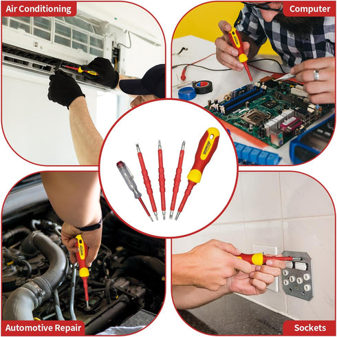 HOUSERAN Insulated Screwdriver Set, 5 Pcs Electrician Tools Kit with Case, 1000V, Screw Driver with Interchangeable