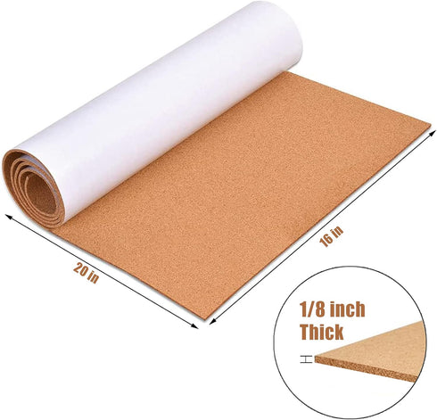Self-Adhesive Cork Board Roll, 1/8" Thick Cork Boards for Walls, 20"x16" Cork Board Rolls Bulletin Boards for Home School Officel(3mm,Roll,20") by Aitakatta