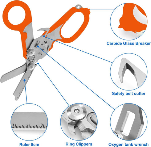 6 1 Heavy Duty in Multifunctional Trauma Shears Foldable | Stainless Steel emergency response scissors | Survival