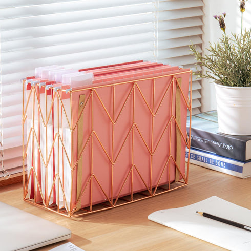 Y YOMA 6 Pack Extra Capacity Hanging File Folders with Handle, Cute Pink Accordion Decorative Folder with 1/5-Cut