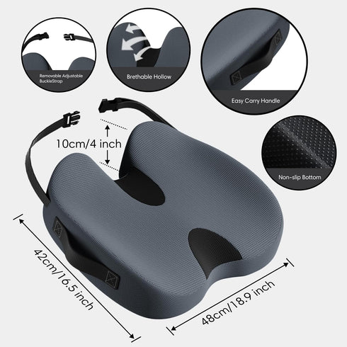 ModReve Tailbone, Large Memory Foam Seat Cushion for Office Chair, Car, Desk, Truck & Wheelchair - Coccyx & Sciatica