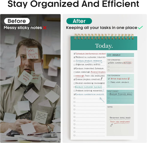 To Do List Pad, Notebook for Work with 52 Sheets, Undated Daily Planner for Daily Tasks and Goal Setting, Suitable for