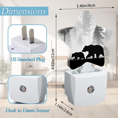 SKYDAWNY Bear Pine Tree Night Light,Plug Into Wall Decor Nightlights for Bedroom,Bathroom,Hallway,Stairway,Kitchen