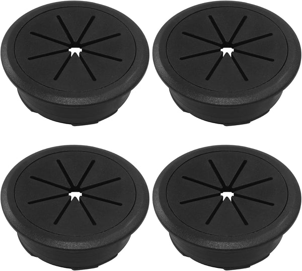 Jiozermi 4 Pcs 2 Inch Black Desk Grommet, Plastic Desk Hole Cover for