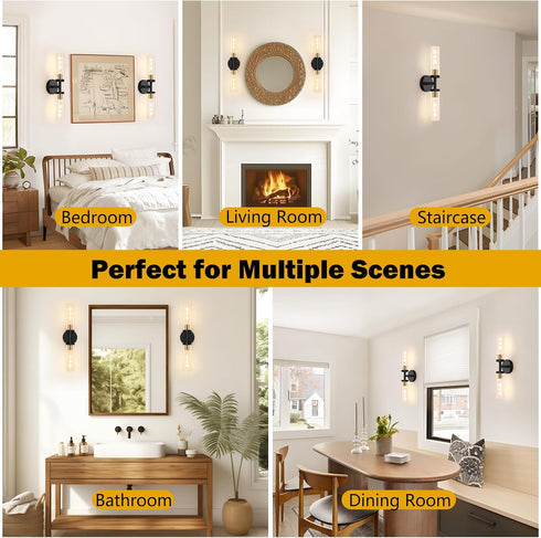2-Light (1-Pack) Baocuz Bathroom Lighting Fixtures Over Mirror, Black and Gold Vanity Lights for Bathroom, Modern