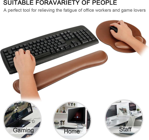 RICHEN Ergonomic PU Leather Keyboard Wrist Rest & Mouse Pad Set - Memory Foam for Comfort