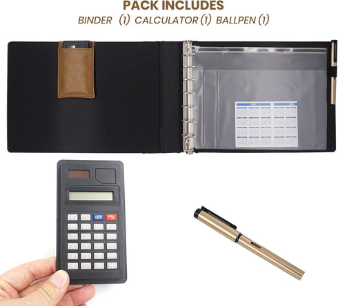 Office Werks Executive Check Binder 9 X 13 Inch, 7 Ring with Zip Pouch, 600 Checks Capacity, Brown