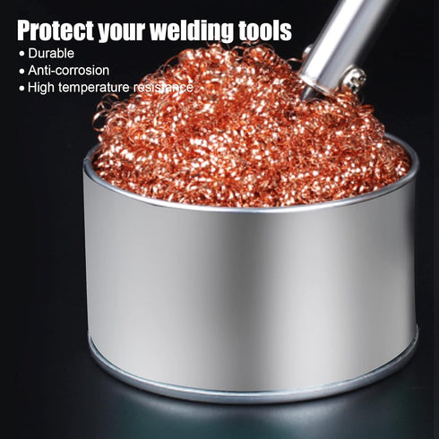 2 Set Soldering Iron Tip Cleaner Kit Brass Wire Ball and Stainless Steel Welding Cleaning Holder with Base for Cleaning Soldering Head Steel Irons Tip