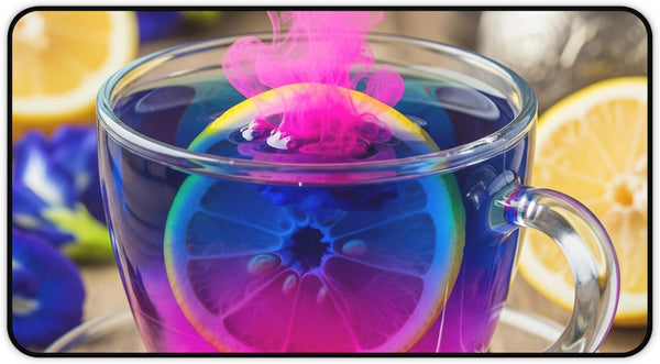 GENERIC Colorful Butterfly Pea Flower Tea Desk Mat - Vibrant Blue to Pink