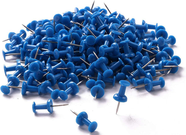 Tupalizy 200PCS Blue Colored Plastic Push Pins, Decorative Map Thumb Tacks with Steel for DIY Craft