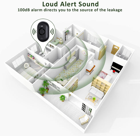 Water Leak Detector Sensor Alarm, Smart Flooding Monitor for Home, Adjustable Moisture Alert for Basement Detection