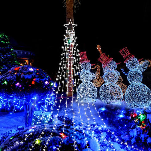 320 8 FUNIAO Outdoor Christmas Star Lights LED Waterfall Christmas Tree Lights Lighting Modes Outdoor Christmas