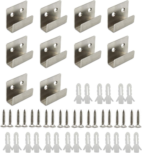 Stainless Steel Tile Bracket Billboard Holder, Wall Mounted Utility Hooks for Ceramic Tile Display, 10 Pack, Silver