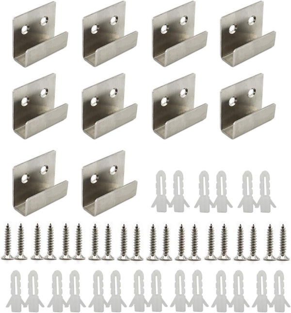 Stainless Steel Tile Bracket Billboard Holder, Wall Mounted Utility Hooks for Ceramic Tile Display, 10 Pack, Silver