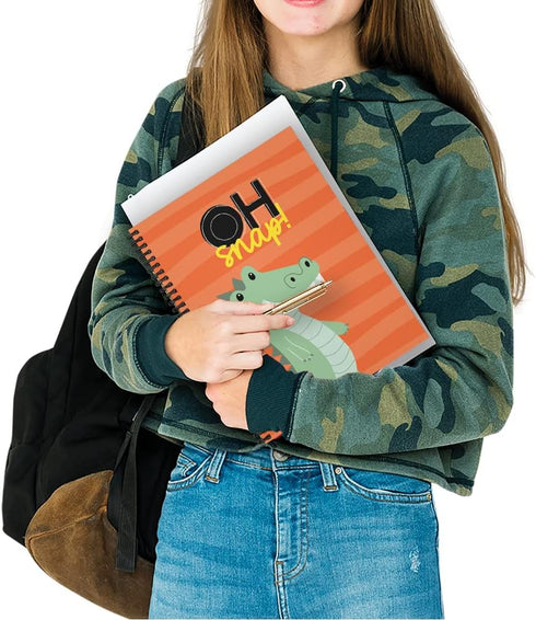 Softcover Oh Snap 8.5" x 11" Punny Spiral Notebook/Journal for Kids, 120 Wide Ruled Pages, Durable Gloss Laminated Cover