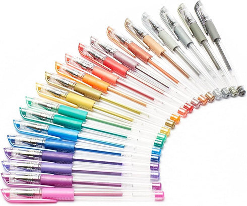 KINGART 400-20 Metallic Rollerball Gel Pens, Set of 20 Shiny Colors with Soft-Grip Comfort for All Ages