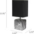 LT1217-BOB 11.81" Simple Designs Mini Marble Ceramic Cube Table Lamp, for Living Room, Bedroom, Office, Black