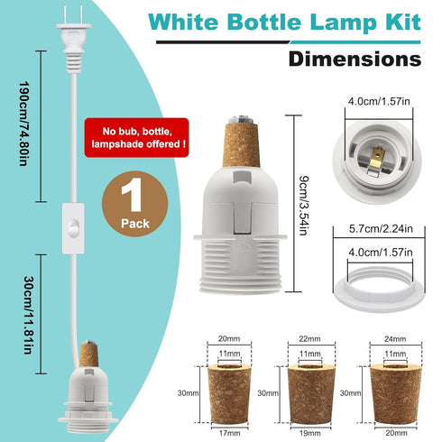 Puanticn E26 8 3 DIY Bottle Lamp Kit, Lamp Kits for Do it Yourself, Edison Screw Bottle Lamp Holder Adaptor with Ft