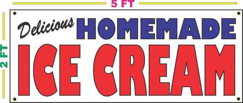 SuperSigns Delicious Homemade Ice Cream 2x5 Banner Sign