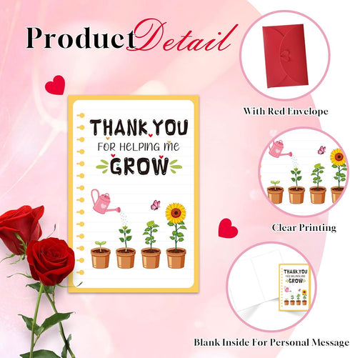 Teacher Thank You Cards with Envelopes - End of the Year Teacher Graduation Gift from Student Kids Teacher Appreciation