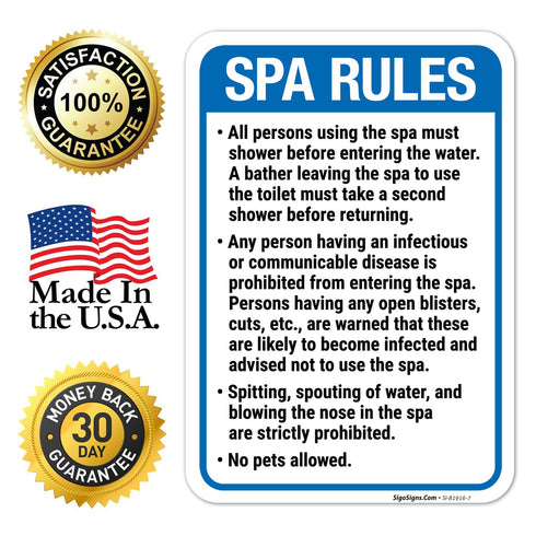 10x7 Inches, 4 Spa Rules All Person Using The Spa Must Shower Before Hawaii Sign, Mil Vinyl Decal Stickers Weather