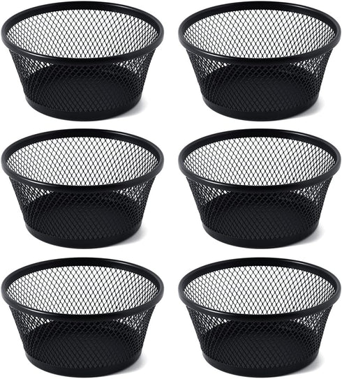 SLSON 6Pack Wire Mesh Paper Clip Holder - Round Desktop Paperclip Dish Dispenser for Office Organizer Accessories