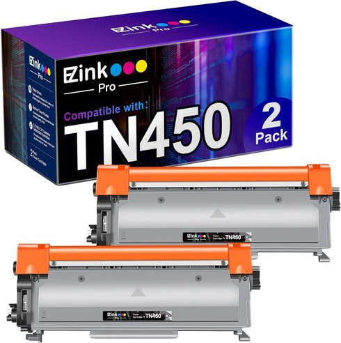 E-Z Ink Pro TN450 Compatible Toner Cartridge Replacement for Brother TN-450 TN420 (2 Pack) for Various Printers