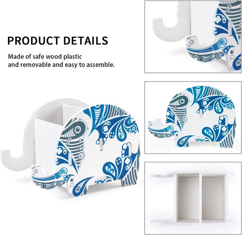 MOKANI Cute Elephant Pen Pencil Holder for Desk, Desk Organizer Marker Makeup Brush Holders, Office Decor Accessories