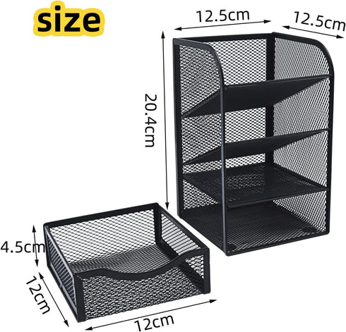 Mesh Desk Organizer, Multi-Functional Pen Holder, Pen Organizer for Desk, Desktop Stationary Organizer, Desktop Storage Rack for School Home Office Art Supplies by Jaugufiy