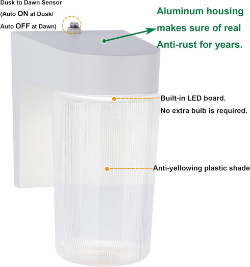 11W 800 3000K 1-Pack LIT-PaTH Dusk to Dawn Outdoor Wall Lantern, LED Jelly Jar Light, Lumens, Warm White, Aluminum